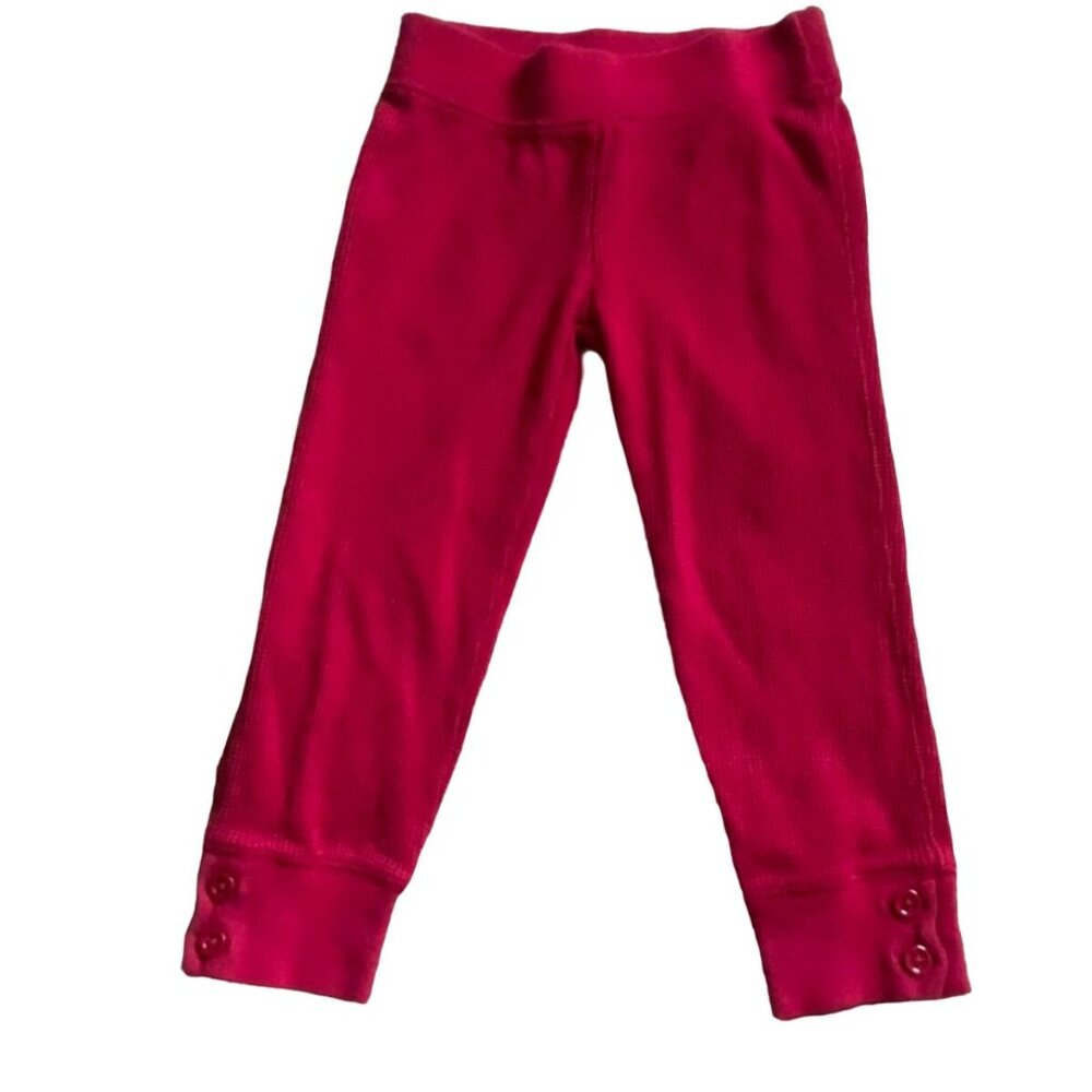 Gymboree Girls Thermal Style Pants W/ Button Accents-Red-Size 5-GUC